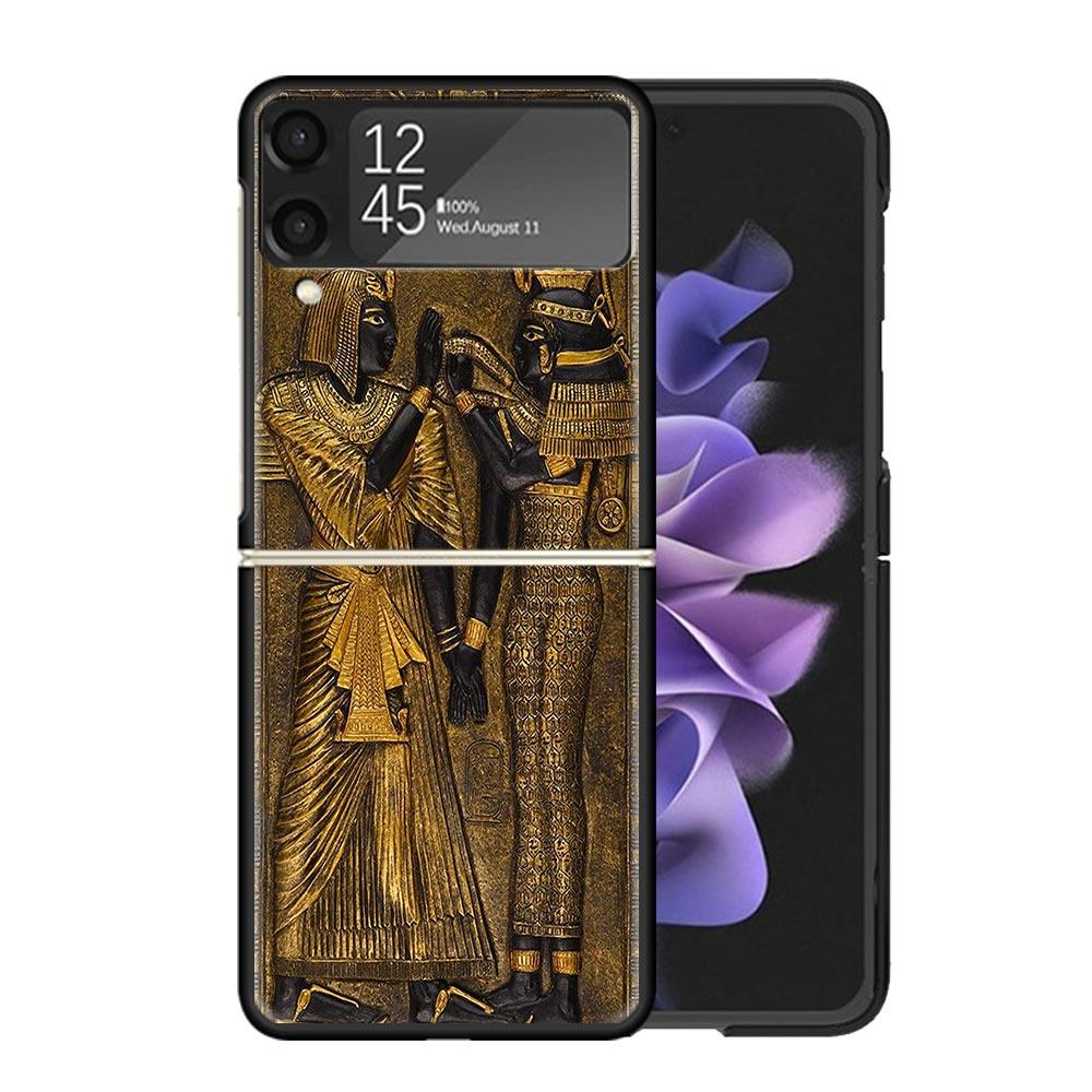 Egypt Nefertiti Anubis Ankh Pharaoh Cases For Samsung Galaxy Z Flip 4 5 6 7 3 Z Flip7 Flip6 Flip4 Flip5 Flip3 5G Hard Shockproof