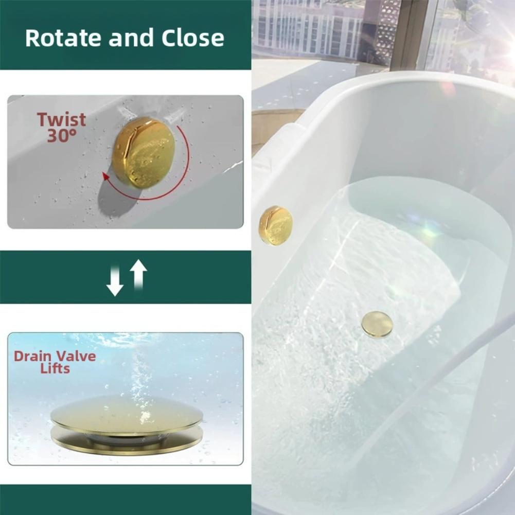 1pc Bathtub Rotating Knob Brass Brushed Gold Overflow Prevention Bath Control Knob Diameter 74mm Bathroom Accessories