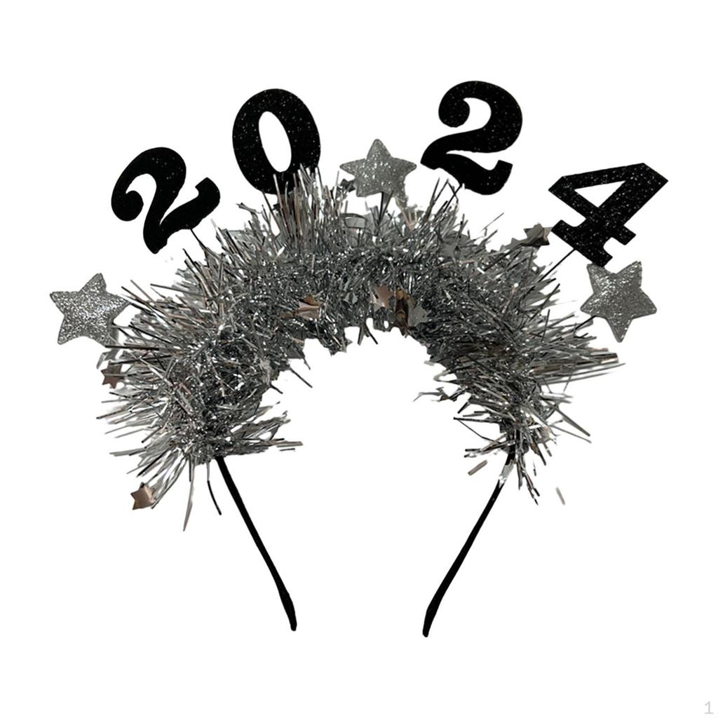 Happy Year Headband Decoration Women and Girls Glitter Star Sequins Hairbands for