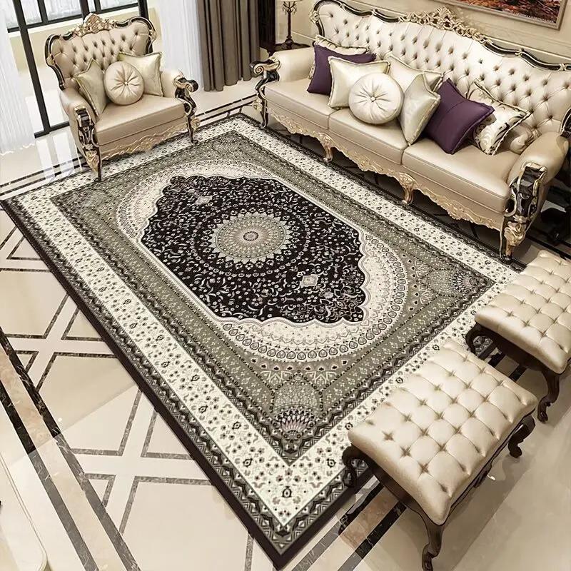 Black Classical Carpet Black Retro Style Living Room Bedroom Rug Antiskid Washable Dining Room Bedside Floor Mat Customizable