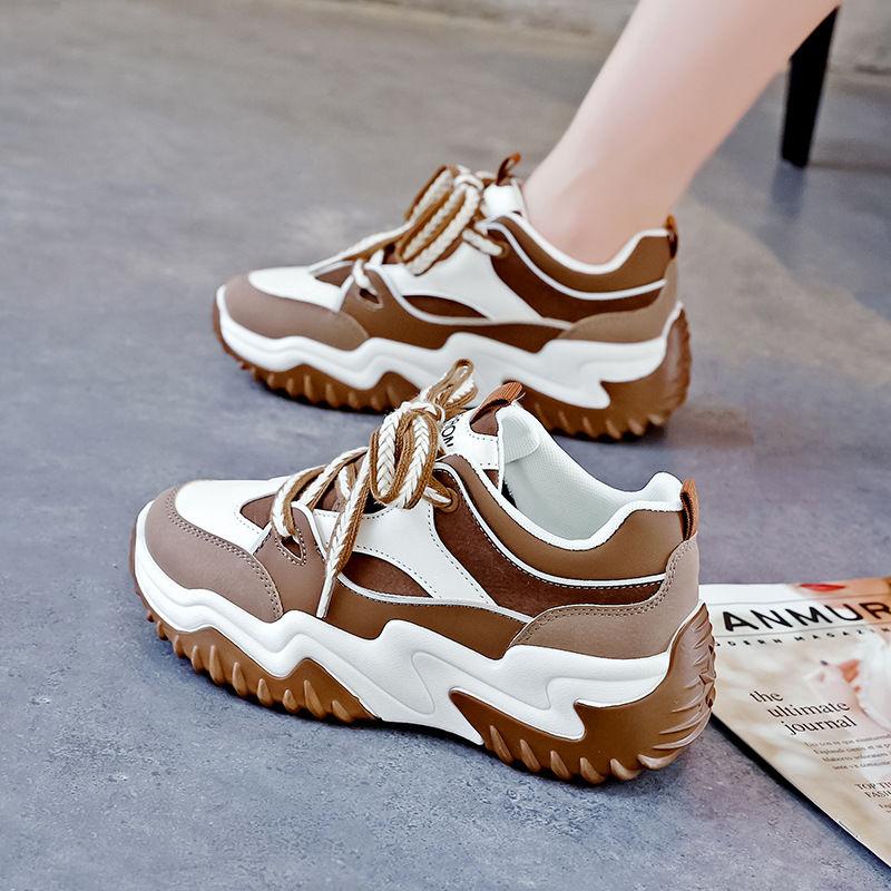 

Fashion Contrast Color High on Platform Woman Footwear Lace Up Spring Autumn Shoes for Women Aesthetic Cotton Designer Luxury Light Sale 40