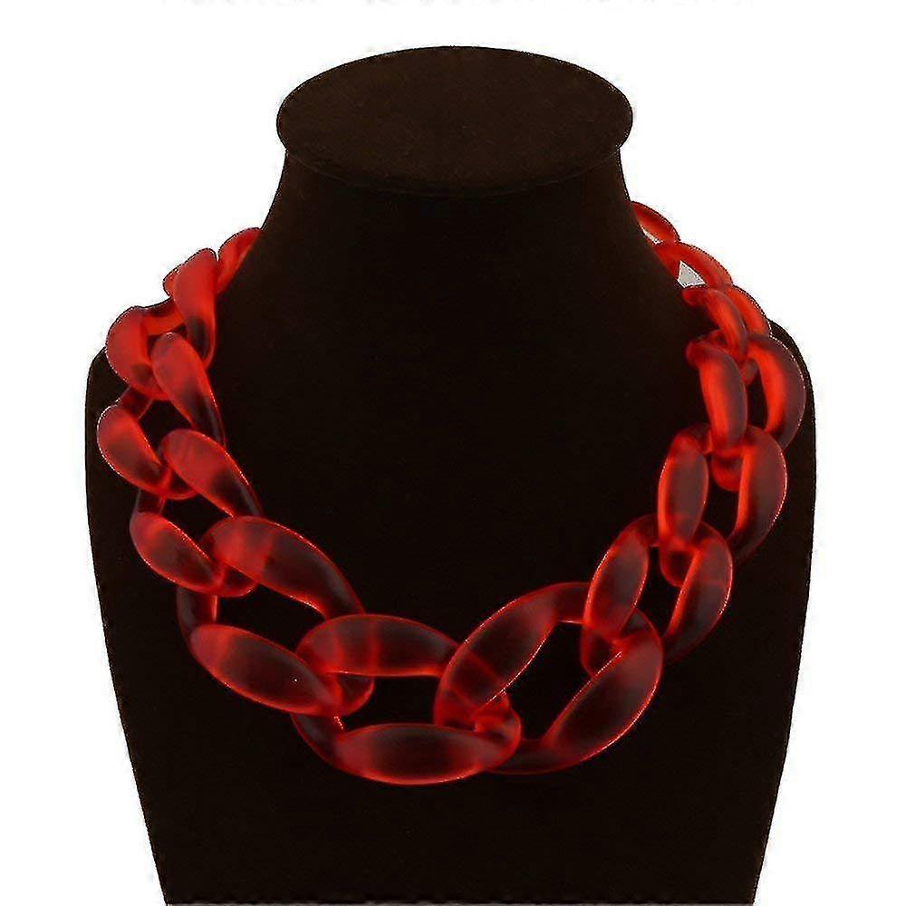 Collana da Donna in Resina Acrilica Chunky, Choker Catena Cuban Link in Plastica Opaca Vintage Bohemien