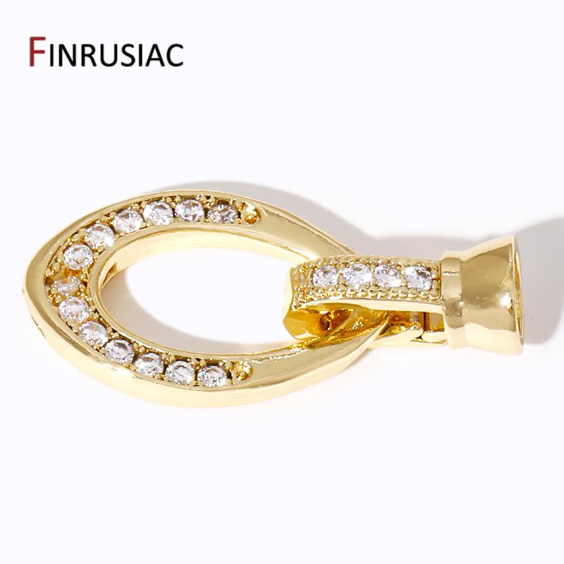 18K Gold Plated Zircon Fasteners Accessories Closure Lock Clasps For DIY Needlework Beads Pearls Jewelry Making Findings