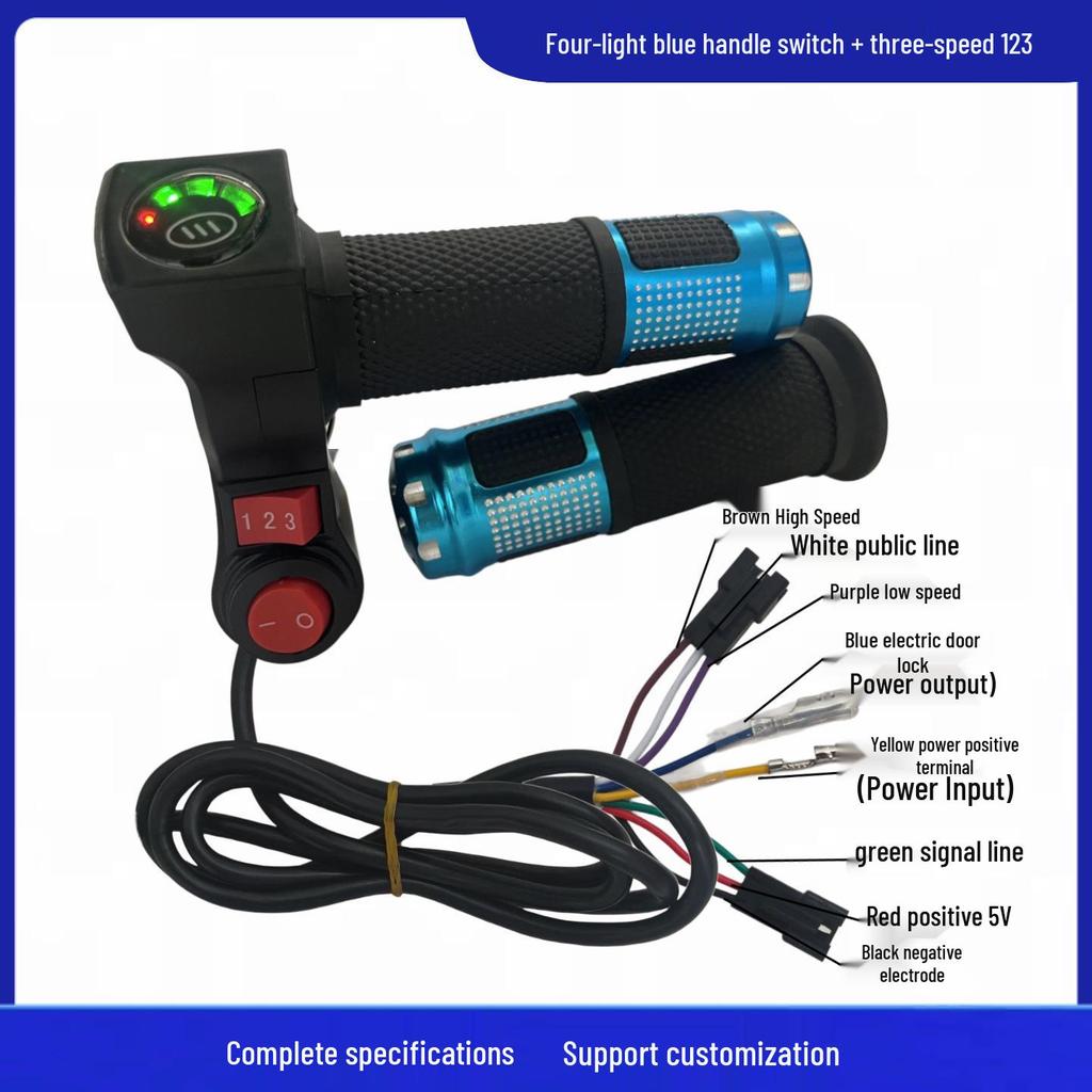 Four-light Switch & Three-speed 123V Digital Display Electric Vehicle Throttle Twist Grip