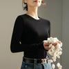 Silk Warm Fleece Heating and Thermal Underwear Women's Inner Fleece Autumn Clothes Top Wool Thickened Bottoming Shirt Winter