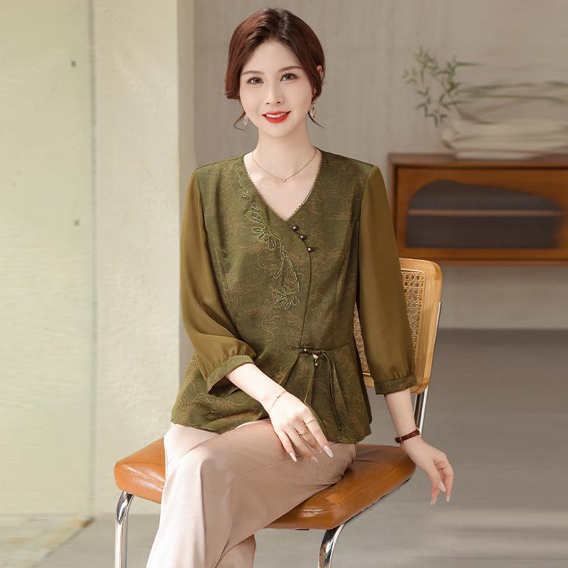 New Summer Seven-Sleeve Chinese Style Mid-Aged Women's Wear