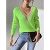 YYFS Maglioni a maniche lunghe con scollo a V, stampati in tinta unita, casual, autunno inverno, da donna