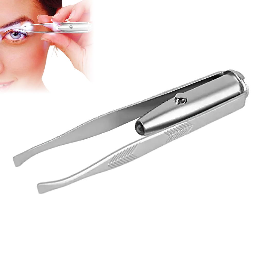 Portable Stainless Steel Eyebrow Clip Arrow Pattern Anti-skid Handle Tweezers for Facial Hair & Ingrown Hair Removal