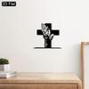 2D Minimalist Cross Praying Hands Metal Wall Art Iron Craft for Living Room Bedroom Christmas Decor