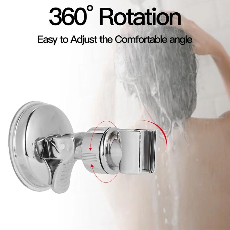 Full Plating Adjustable Bathroom Bracket Hand Shower Holder Rail Head Holder Stable Rotation Suction Cup Holder Universal