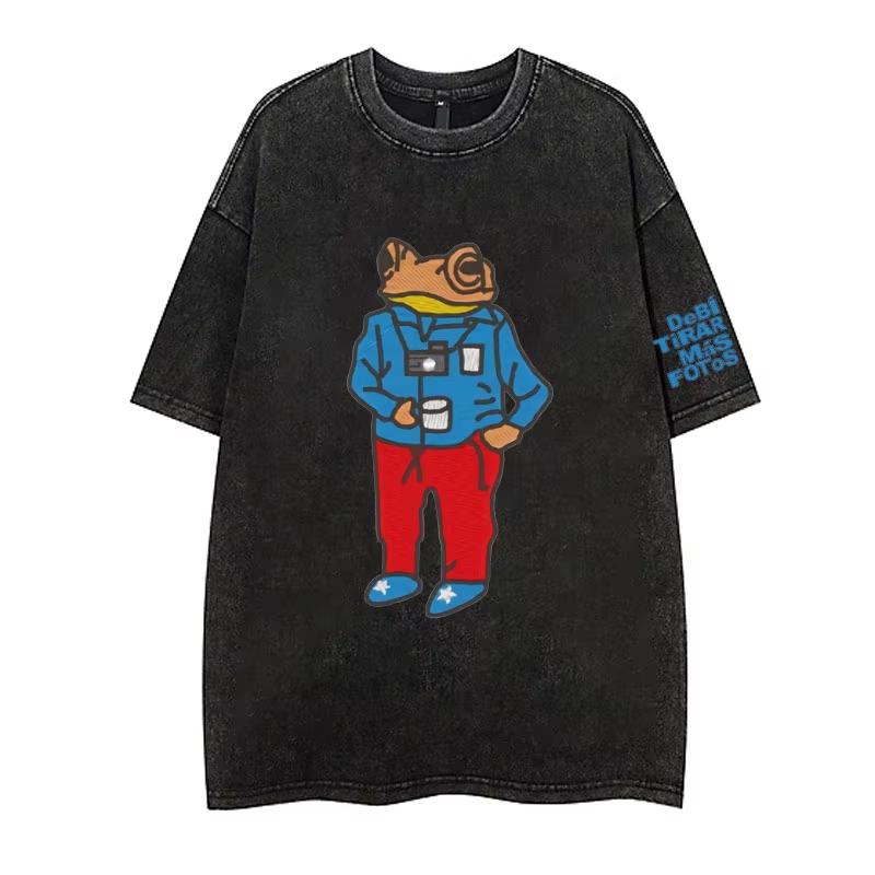 Vintage Washing T Shirt Bad Bunny DeBi TiRAR MaS FOToS DTMF T-shirt Men Fashion Cotton Wash Tshirts Male Hip Hop Gothic Tees