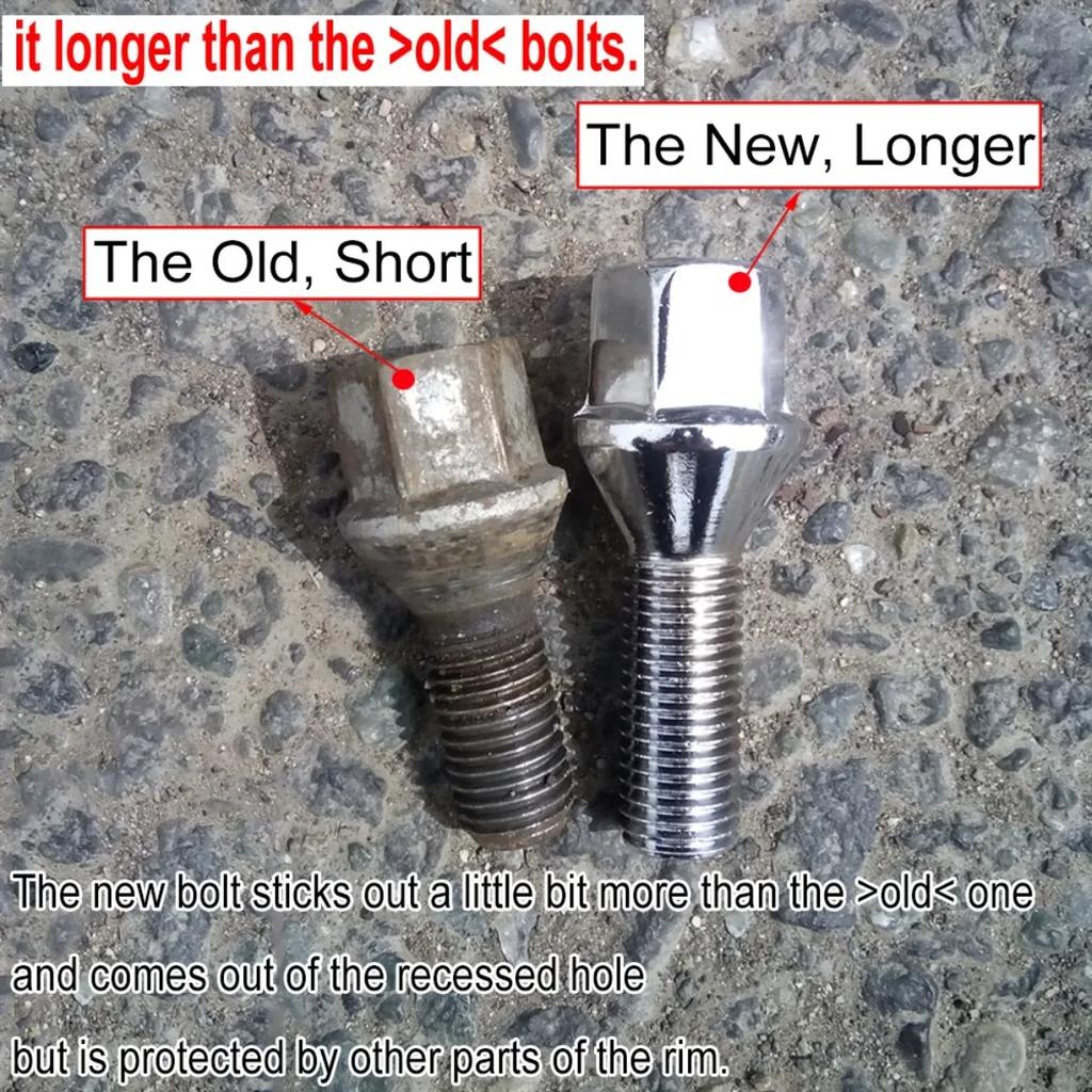 4/5pcs Car Wheel Tyre Nut Stud Lug Bolt Screw Longer for Dacia Duster HS Logan Sandero B90 2008-2014 8200473313 8200610460 Parts