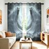 2Pcs Perforated Blackout Curtain Light Block Privacy Drape Living Bedroom Halloween Double Ghost Mist Horror Window Decor