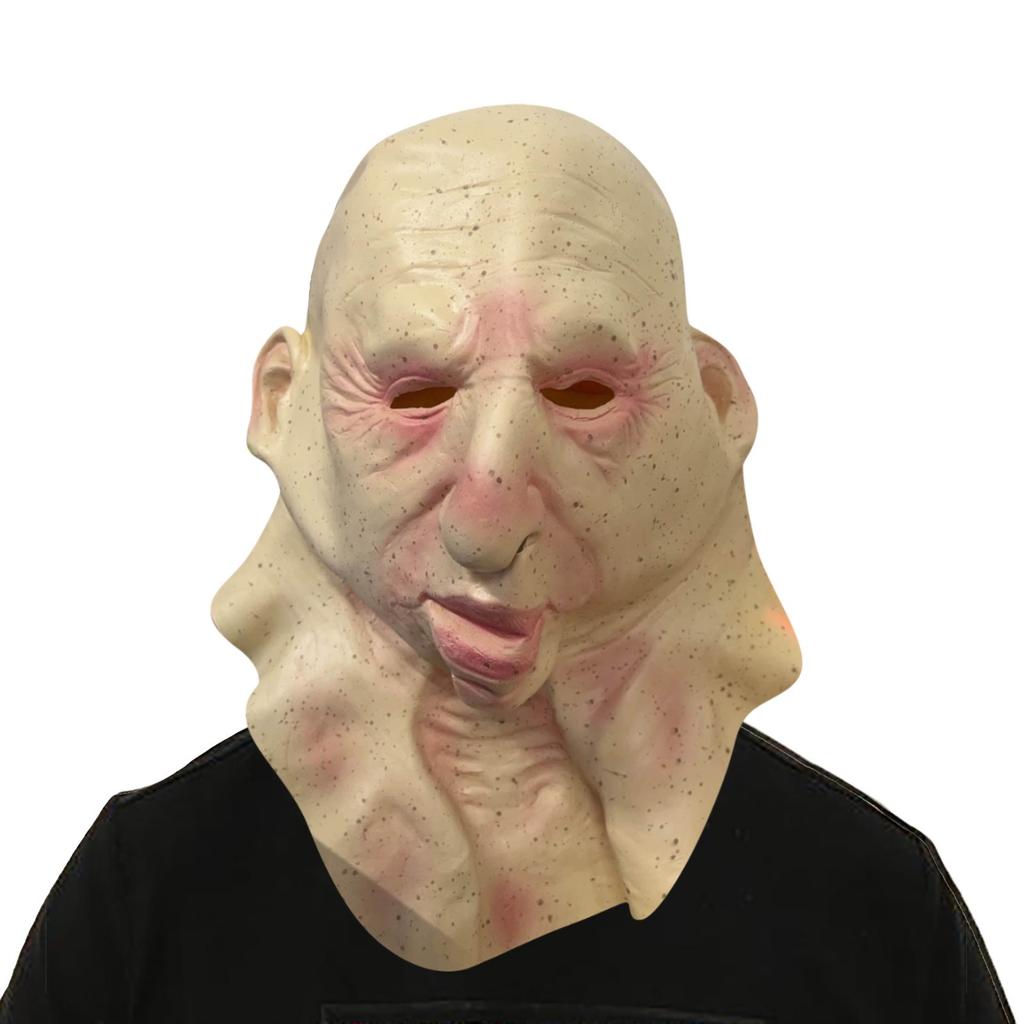 Old Woman Mask Halloween Creepy Wrinkle Face Mask Latex Cosplay Party Props