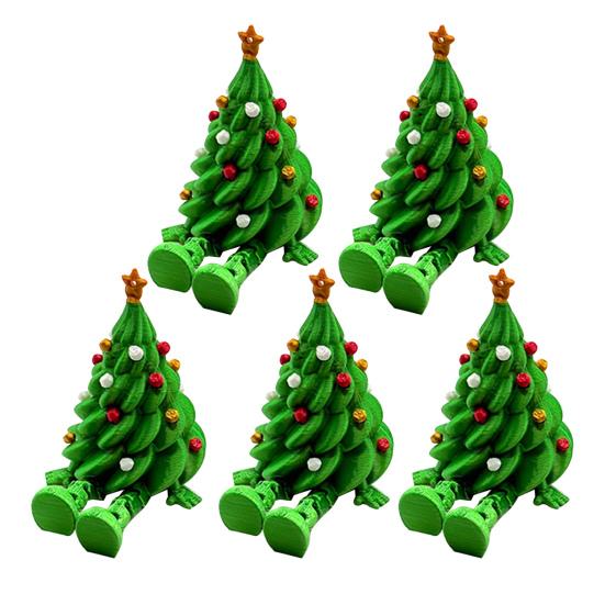 Articulated Christmas Tree Shelf Sitter 3D Printed Christmas Tree Desktop Figurine with Movable Joints Cute Holiday Desk Decor for Room Office