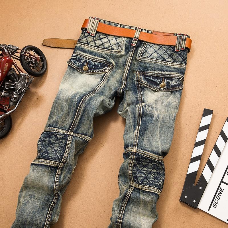 Jeans pour Hommes Pantalon Cargo Épissage Pantalon en Denim Biker Haute Qualité Mâle Droit Décontracté Designer Militaire Multi-Poches