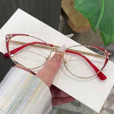 European American Stylish Glasses Women Cat Eye Shape Anti Blue Light Women's Glasses Frames Decorative Glass