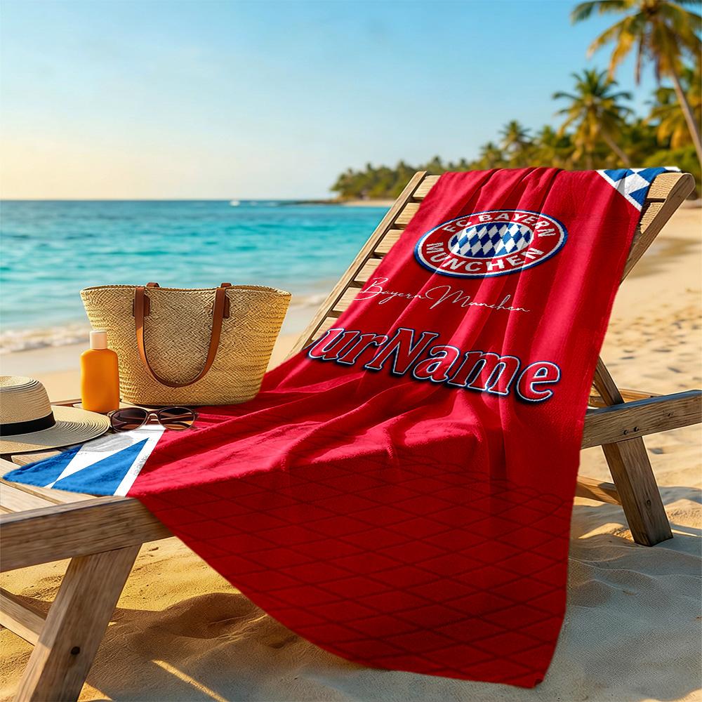 Bayern Munich Customize Text Beach Towel Super Soft Microfiber Quickdry Fabric Portable for SwimmingBeachCamping Travel Beach AccessoriesGym