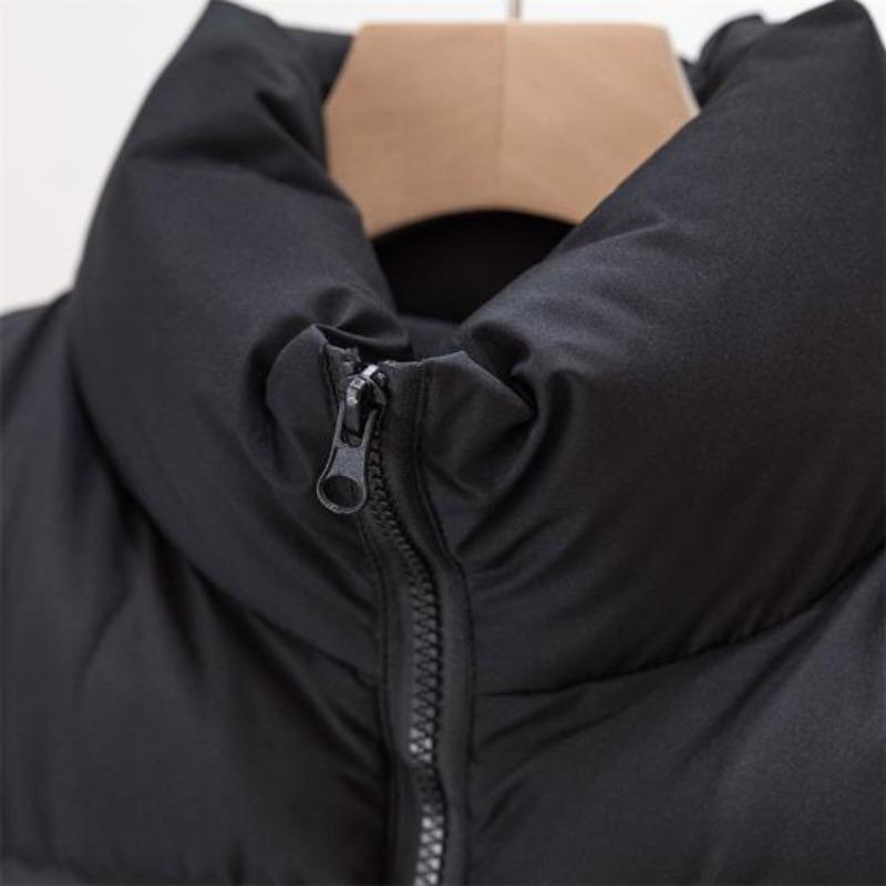 Téli Női Mellény Kabát Vastagított Párnázott Cipzáras Álló Galléros Ujjatlan Mellény Egyszínű Szélálló Hő