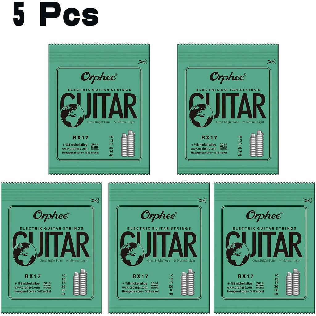Orphee 1/5/10 Stück Elektrische Gitarrensaiten Satz RX Serie Sechskant Kohlenstoffstahl 6 Saiten für Elektrische Gitarren Zubehör & Teile