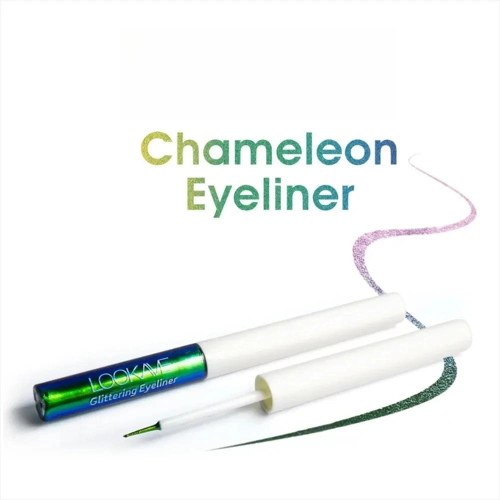 Shiny Chameleon Green Liquid Eyeliner Metallic Eyeshadow Multicolor Eye Liner Pearlescent Polarized Glitter Eye Pigment Makeup