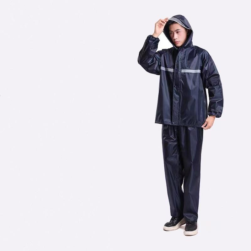 Damen Herren Outdoor Wasserdichte Regenbekleidung mit Reflektorstreifen Kapuzenmantel & Hose Regenkombi