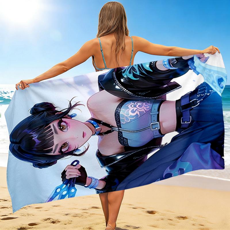 1Pc Fantasy Warrior Girl Beach Towel, Quick Dry, Multi-Use for Beach Pool Gym Yoga Home Travel, Christmas, Halloween, Xmas Gift M929415