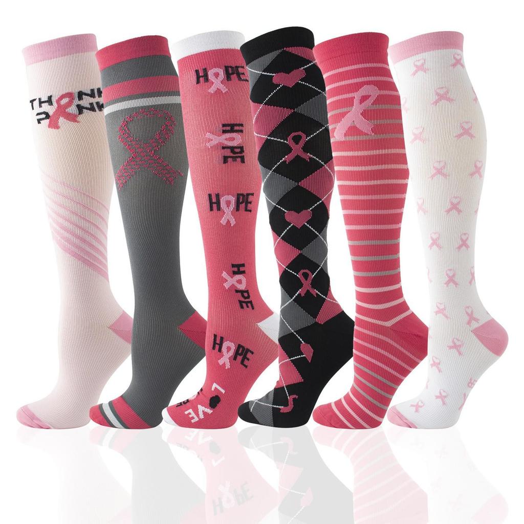 6-Pack Patterned Sports Compression Calf Socks for Running