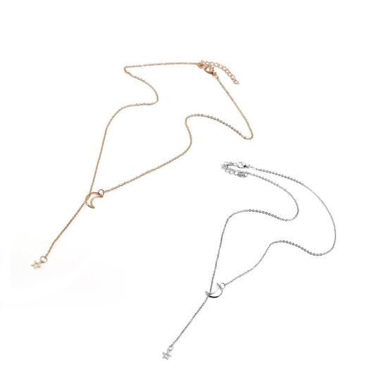 Moon Shape Star Pendant Luxury Clavicle Chain Necklace
