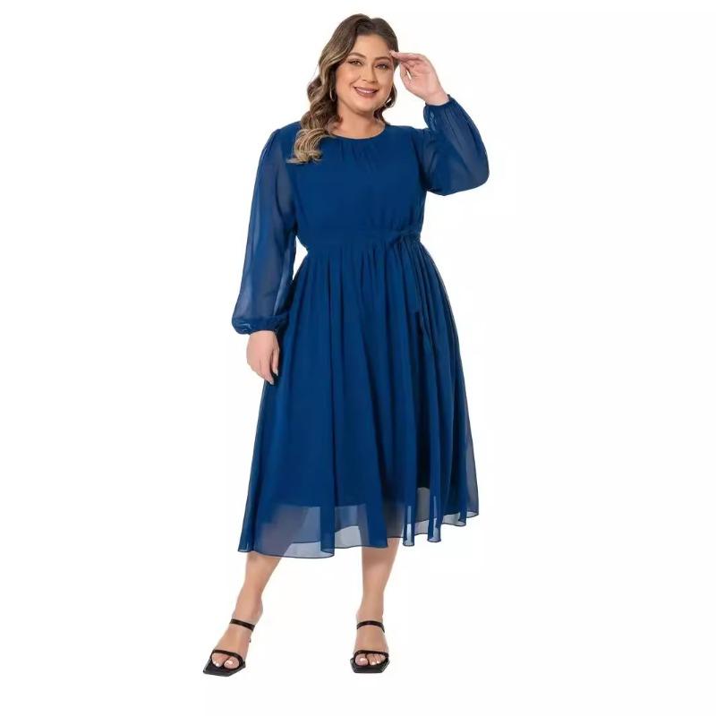 Damenkleid, einfarbig, elegant, tailliert, Übergröße