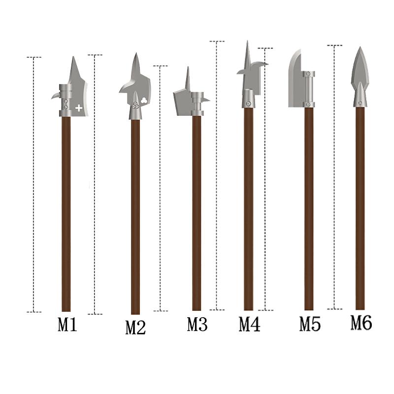 MOC Medieval Building Blocks Character Parts Model Toy Castle Knight Soldier Sword Bow Armor Shield Spear Piercing Parts Bricks
