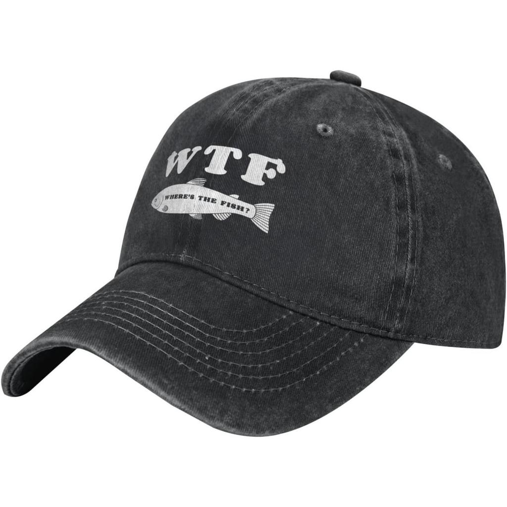 WTF Wheres The Fish FisherUnisex Baseball Cap Washed Cotton Adjustable Dad Hat for Unisex
