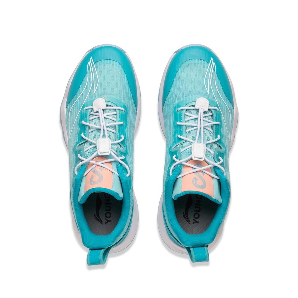 Li Ning Kids Basketball Comfortable Durable Casual Simple Shock Absorption Basketball Shoes Kids Sneaker Pure-Blue Butterfly-Blue YKBS046-23