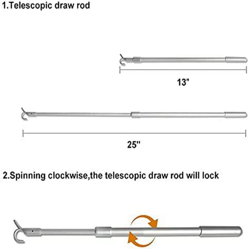 Pértiga de Extensión para Persianas Inalámbrica Palo Abresotanos de Ventana Bastón Telescópico Ajustable Herramienta para Cortinas para Sotano Cortinas de Ropa Subir