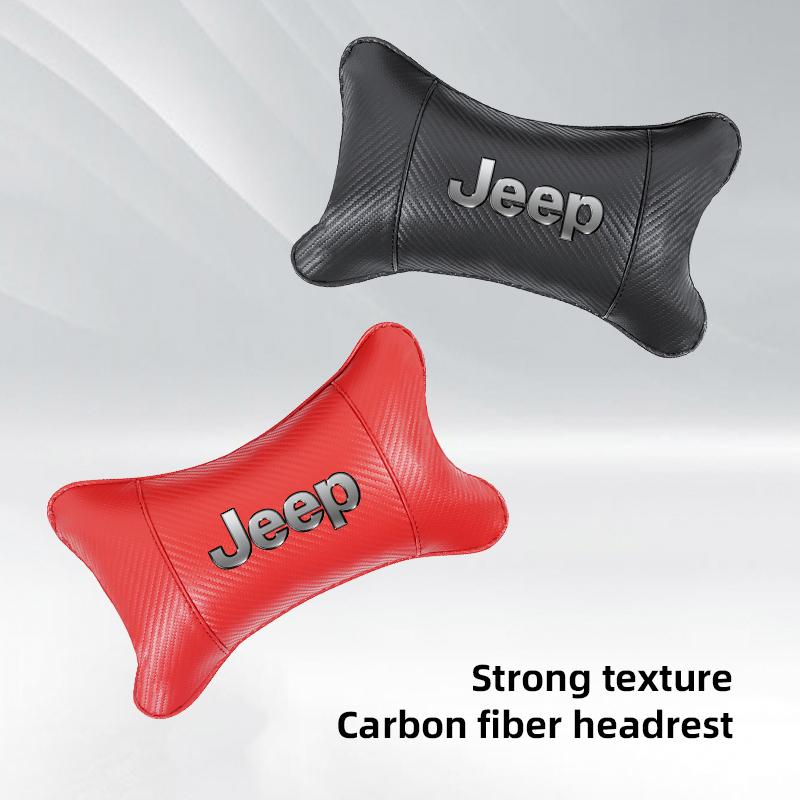 Breathable Car Headrest Leather Neck Pillow Protection For Jeep Grand Cherokee Wrangler JK Gladiator Compass Renegade Wagoneer