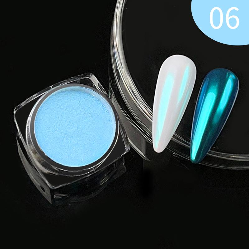 1Bottle White Chrome Pearl Nail Powder Shine Glitter Shell Auroras Nail Dust Mirror Effect Pigment Manicure Nail Art Decoration