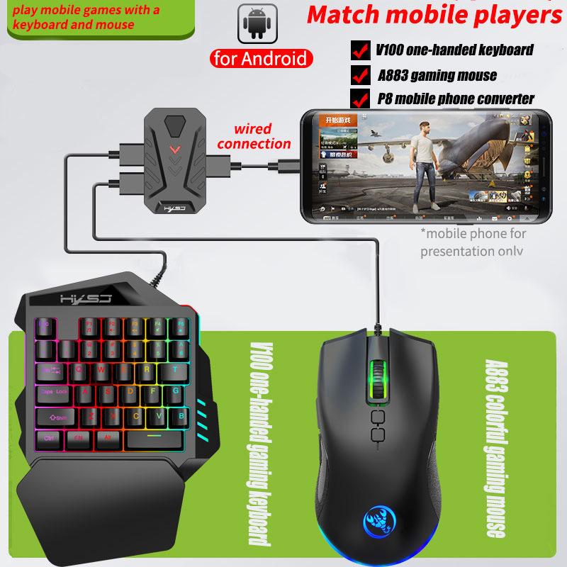 

Android Wired Throne One Handed Keyboard And Mouse Set Game Converter PUBG Gun