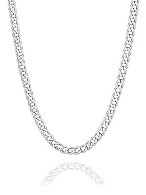 PROSTEEL Silver 925 Necklace for Men and Women, Chain Necklace Only, Hypoallergenic, Thin, Simple, Stylish, Unisex Accessory [5mm Width, 50cm]