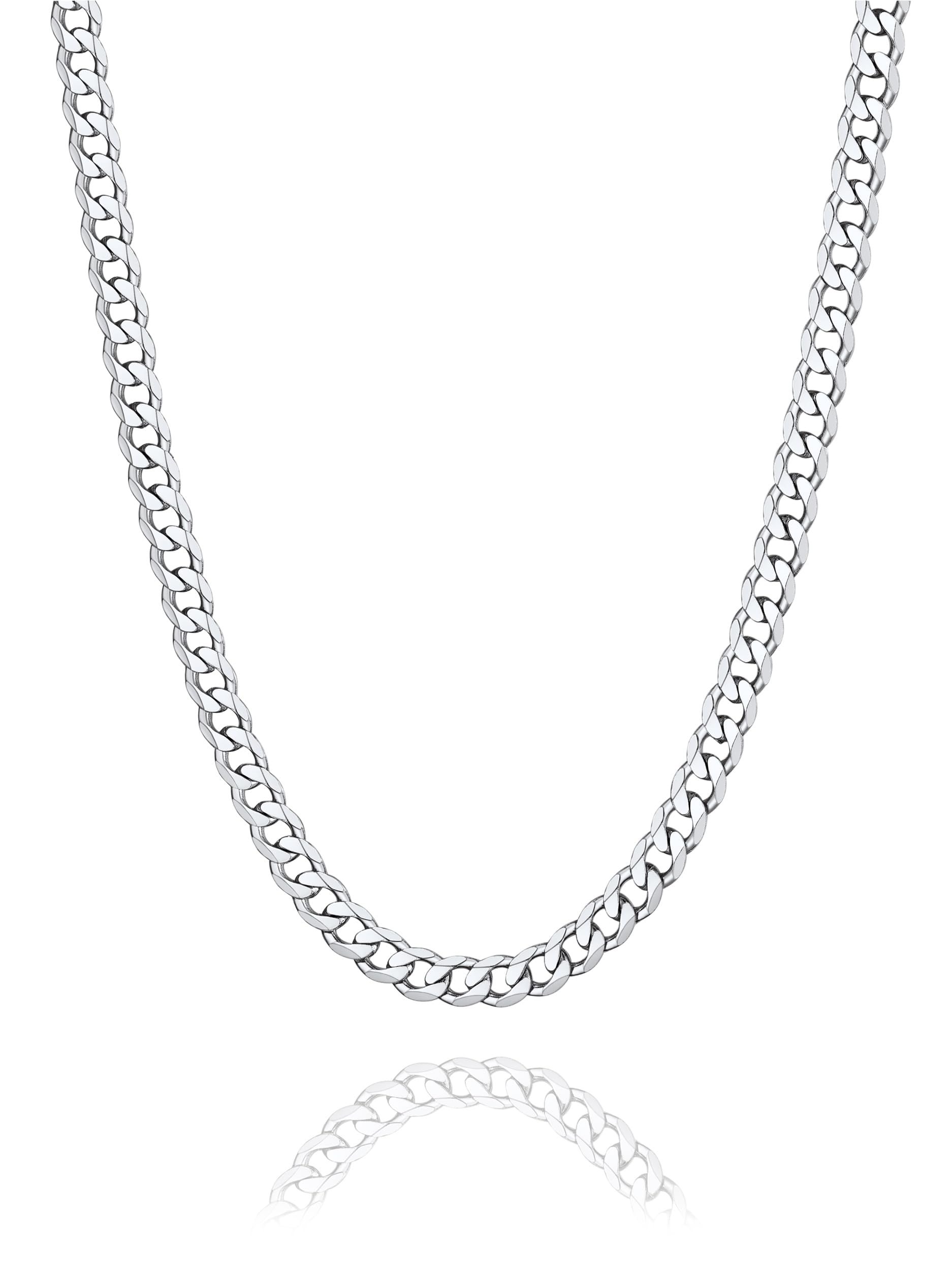 

PROSTEEL Thin 925 Sterling Silver Curb Chain Necklace for Women, Hypoallergenic, Rust-Resistant, Unisex, Simple and Stylish [5mm Wide, 60cm]