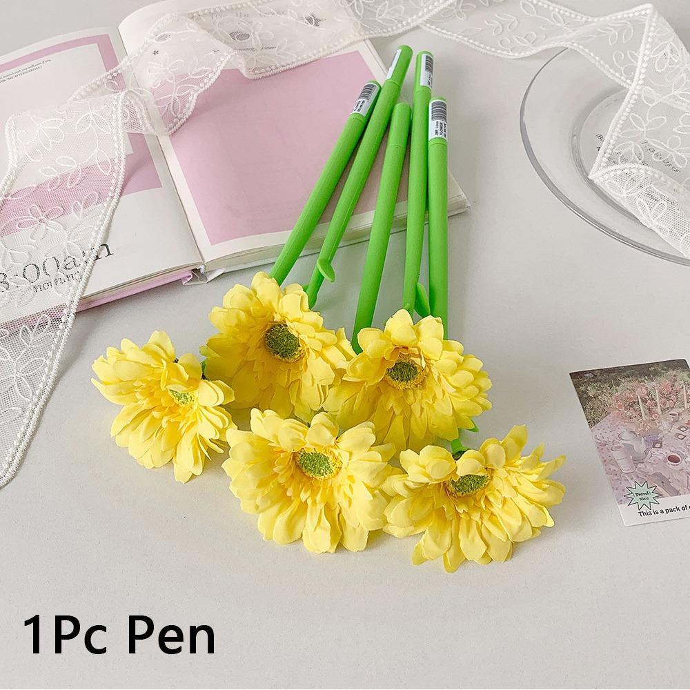 

Пишущая ручка 0,5 мм Шариковая ручка в виде гардении Забавная гелевая ручка с цветочным дизайном для подарка студенту жёлтый