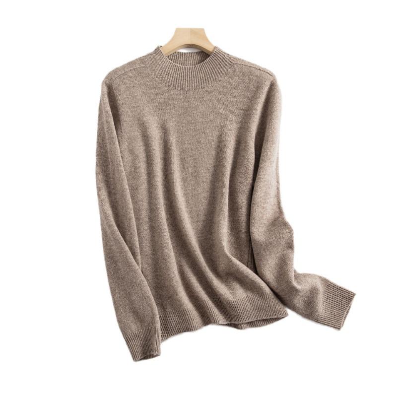 Semi-turtleneck Wool Sweater Women's 0 Solid Color Bottoming Sweater Sweater New Loose Inner Seamless Knitted Top