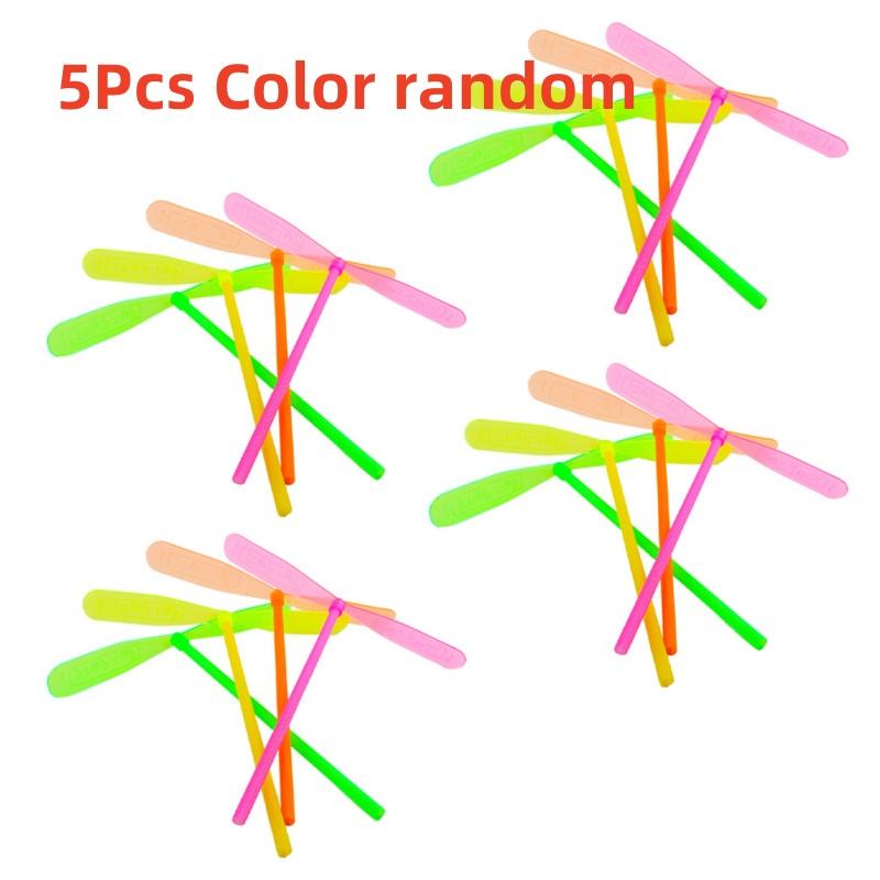 5/30pcs Plastic Bamboo Dragonfly Shape Hand Push Flying Propeller Outdoor Sports Toy Gift Rotating Flying Arrow Outdoor Games