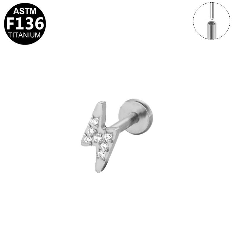 Titanium Alloy Lightning Lip and Ear Stud F136