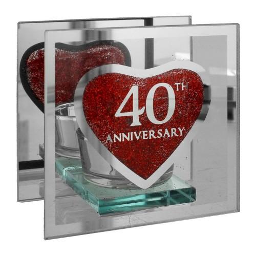 Celebrations Glass Single 40th Anniversary Tea Light Holder