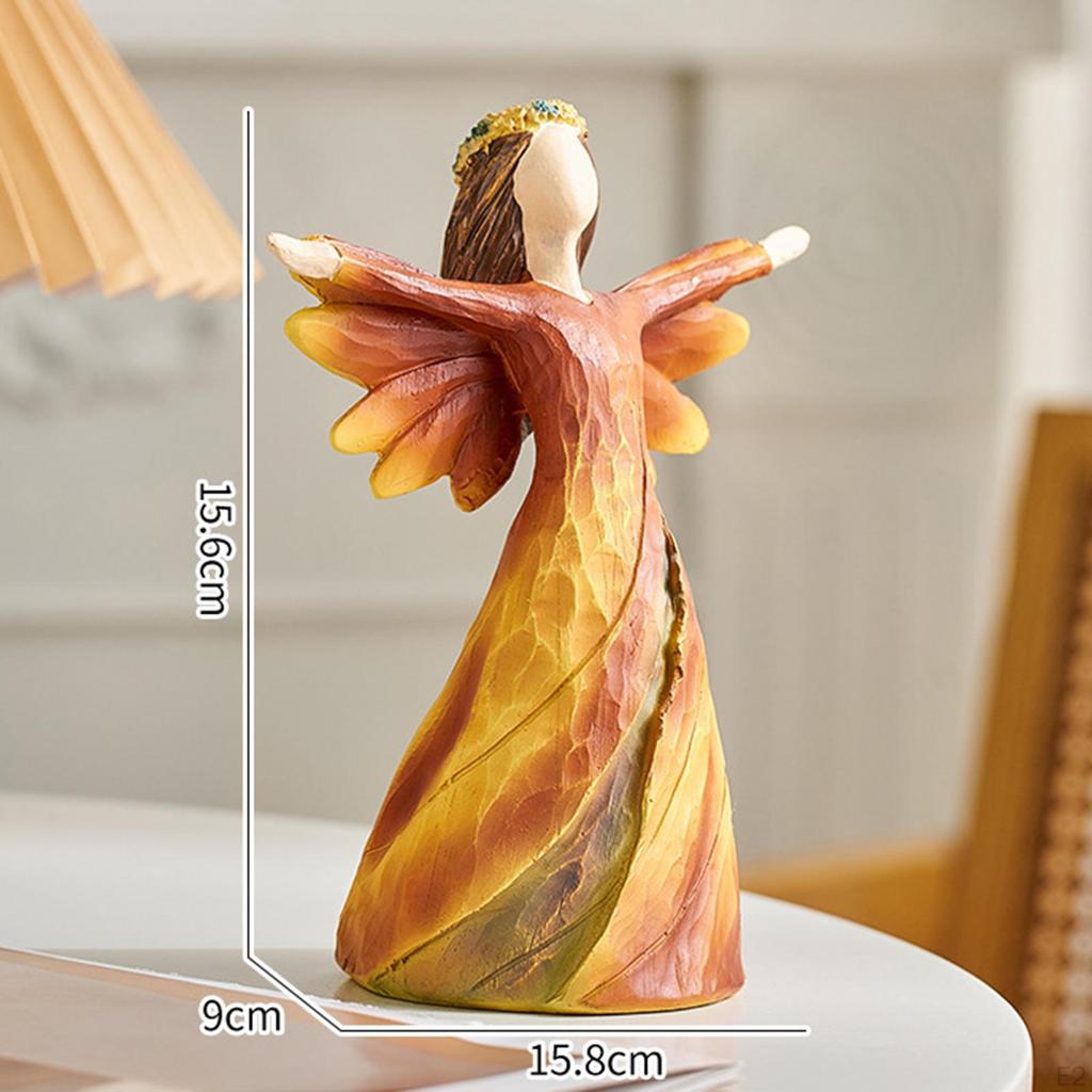 Angel Statue Figurine Art Crafts Collection Desktop Ornament Resin Sculpture for Office