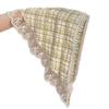 2026 Pastoral Style Lace Triangle Scarf Headband - Sweet Temperament Retro Plaid Ribbon Accessory.