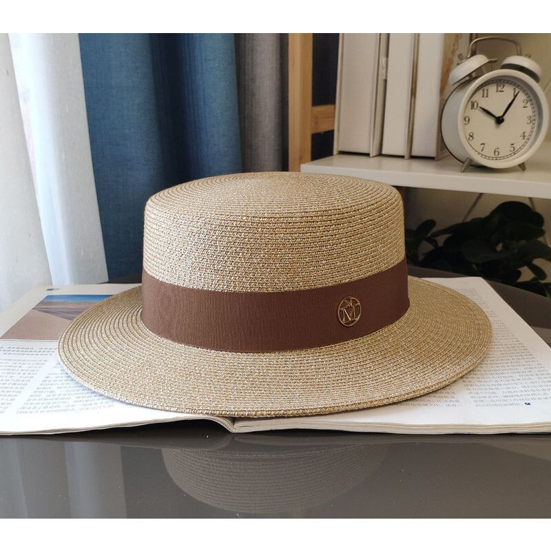 French design new M standard flat top flat edge hat women's spring summer sunscreen sunshade retro hat fashion travel hat