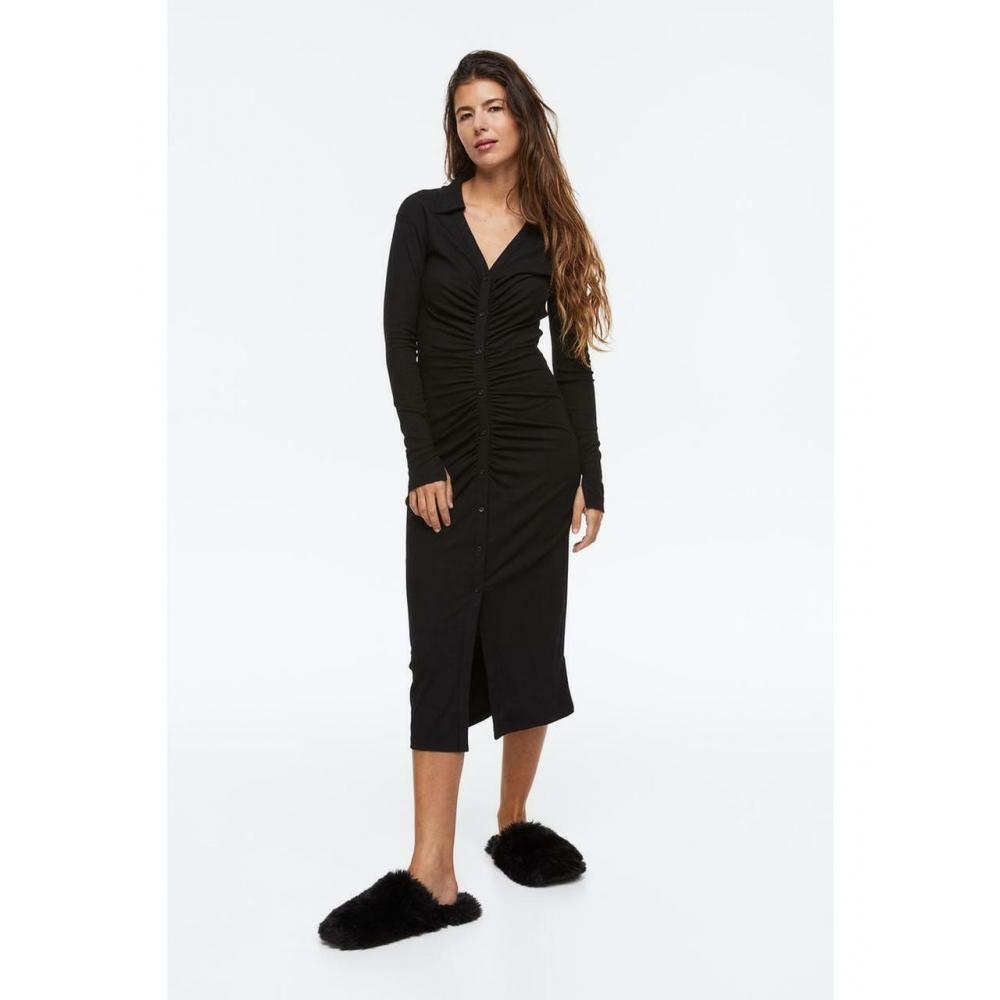 

H&M платье из джерси с драпировкой, черное 1138606001
