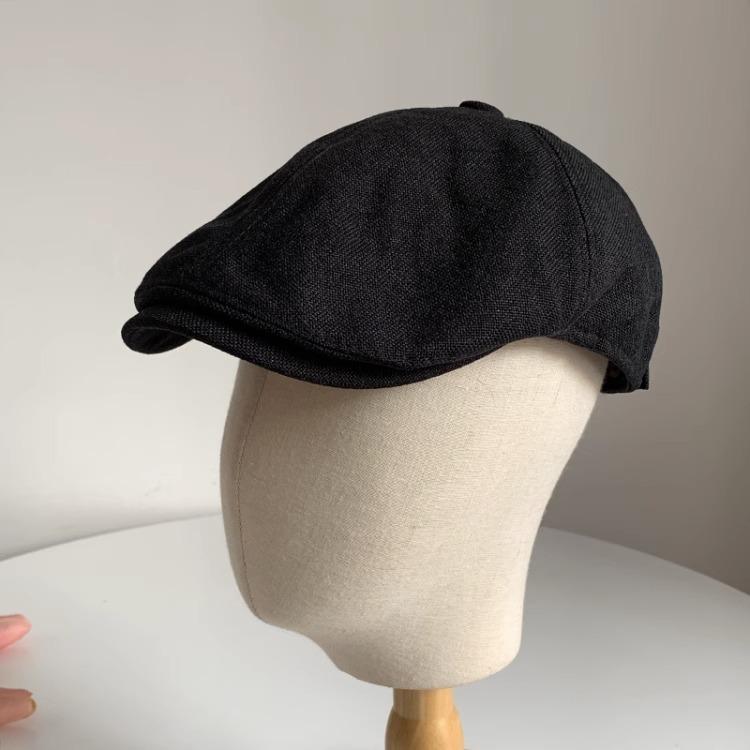 Blogger's same style forward hat for women, summer cotton and linen, breathable retrok-style british beret, reverse cap for men