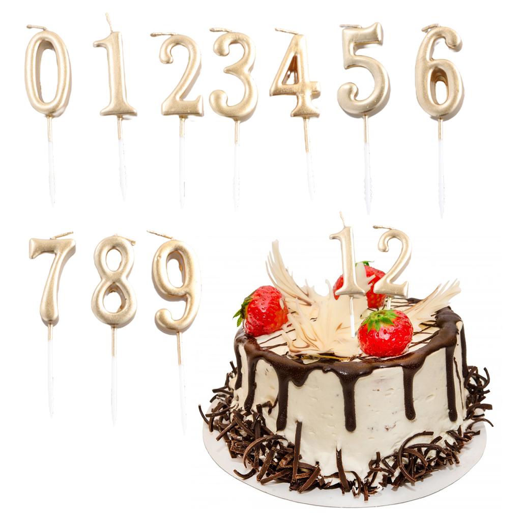 Golden Birthday Candles 0-9 Digital Cake Topper Number Wedding Cakes Dessert Decor Party Supplies Acssories